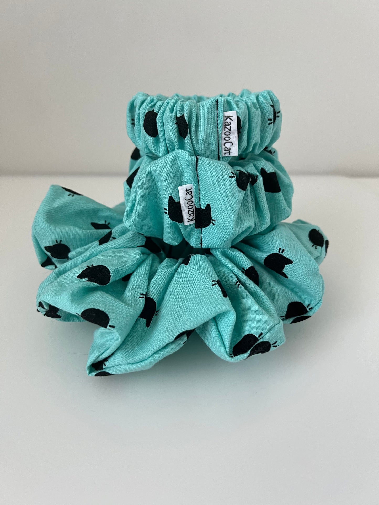 Turquoise Black Cat Scrunchie