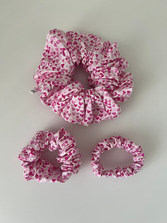 Pink Hearts Scrunchie