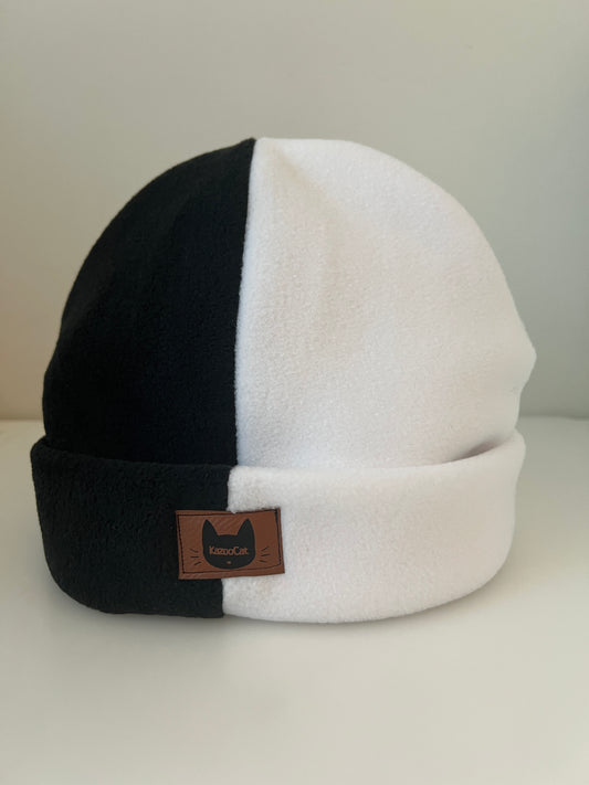 Black and White Two Toned Fleece Beanie