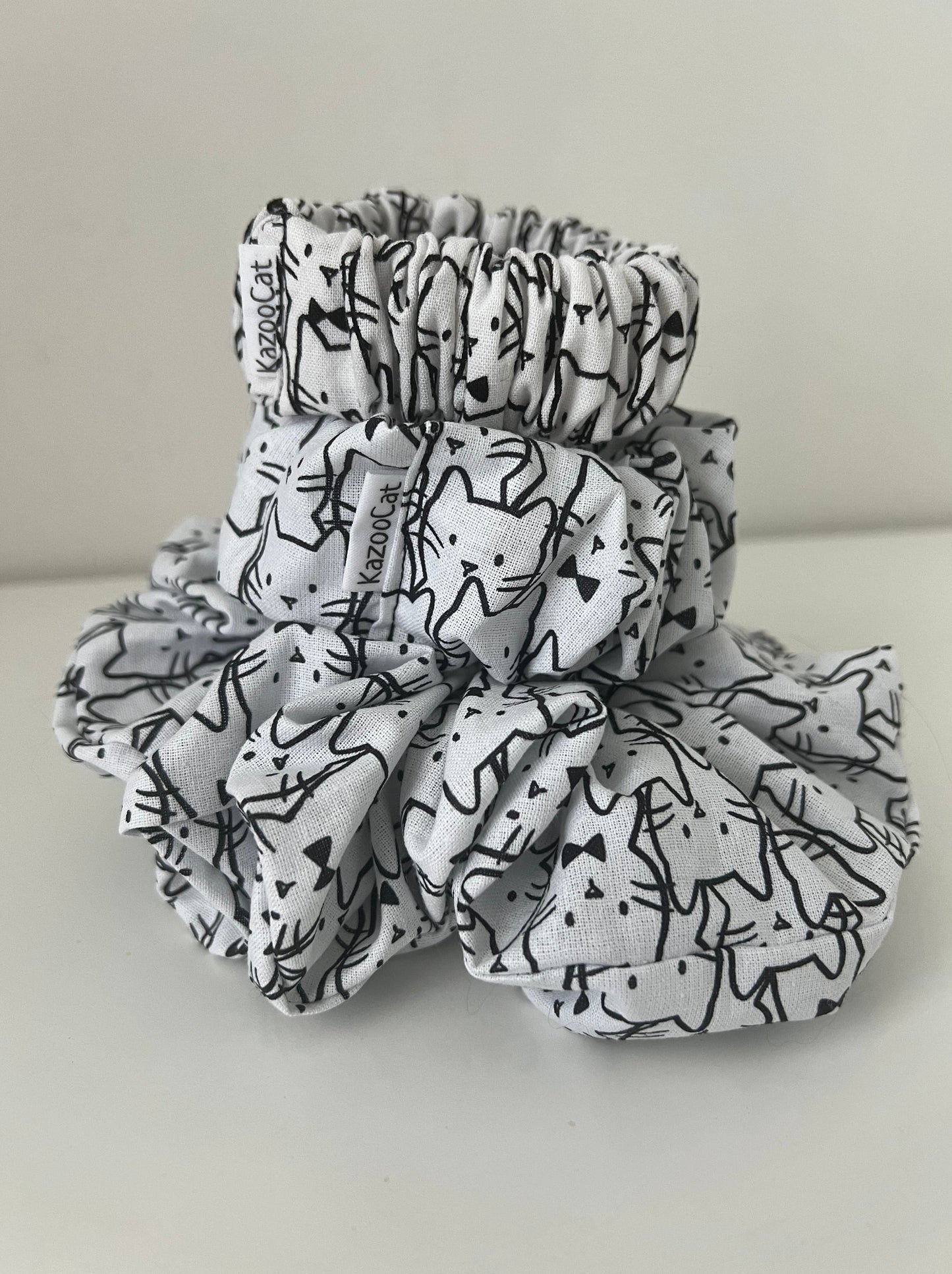 Black and White Cat Scrunchie