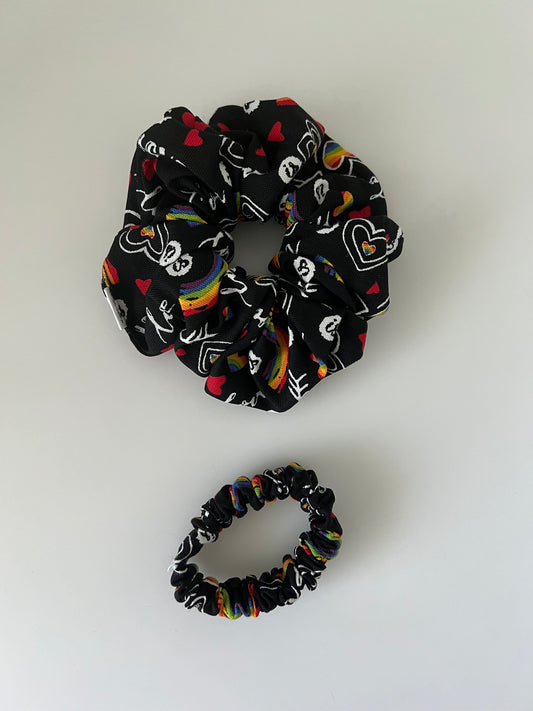 Rainbow Heart Love is Love Scrunchie