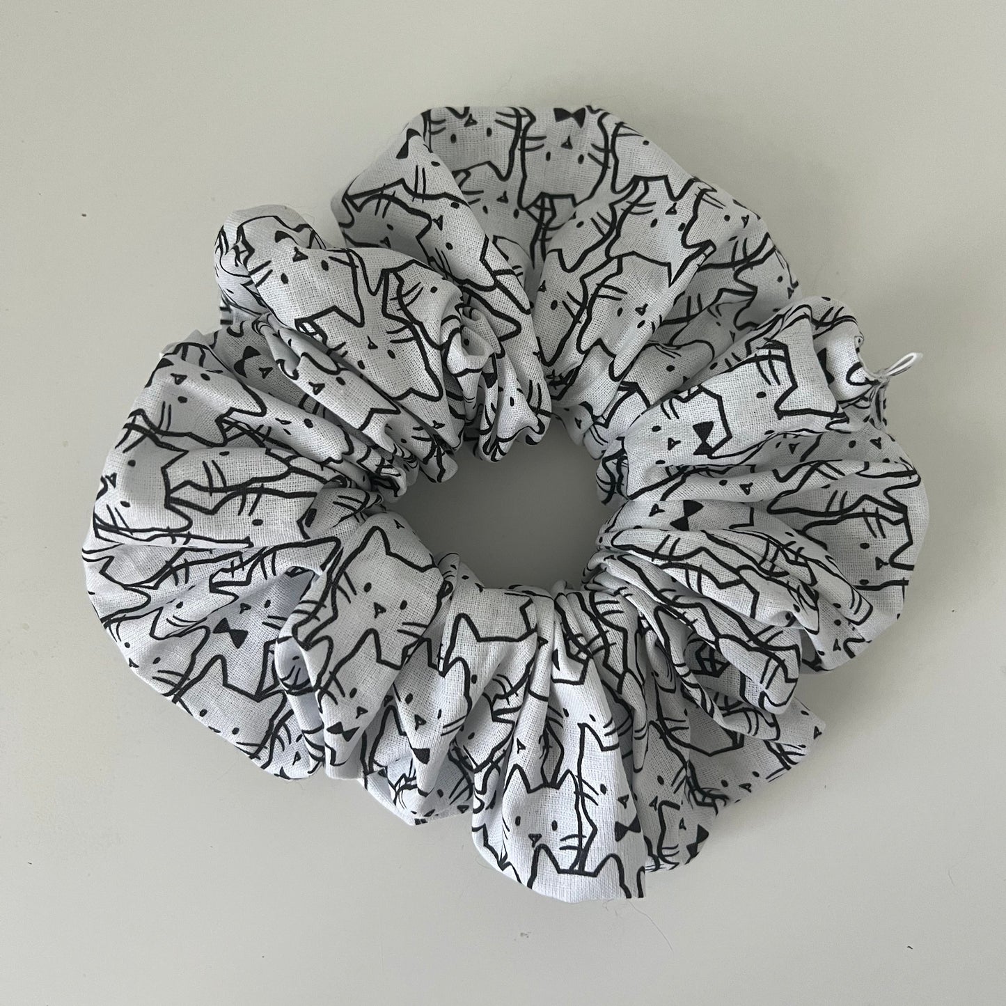 Black and White Cat Scrunchie