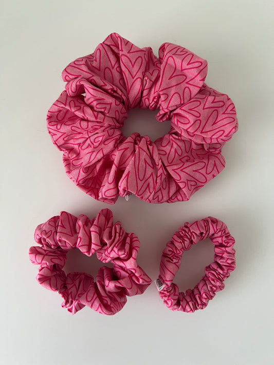 Red Heart Outline Scrunchie