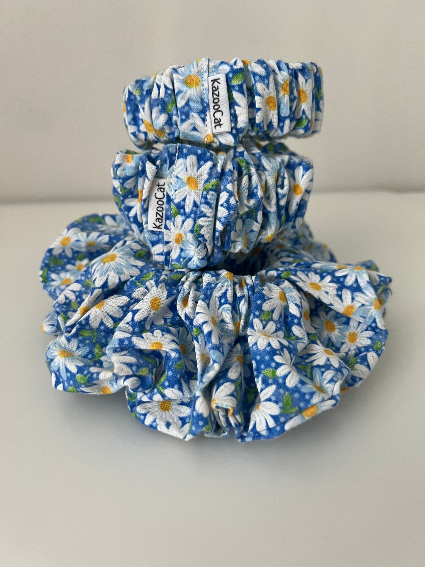 Floral Daisy Blue Scrunchie