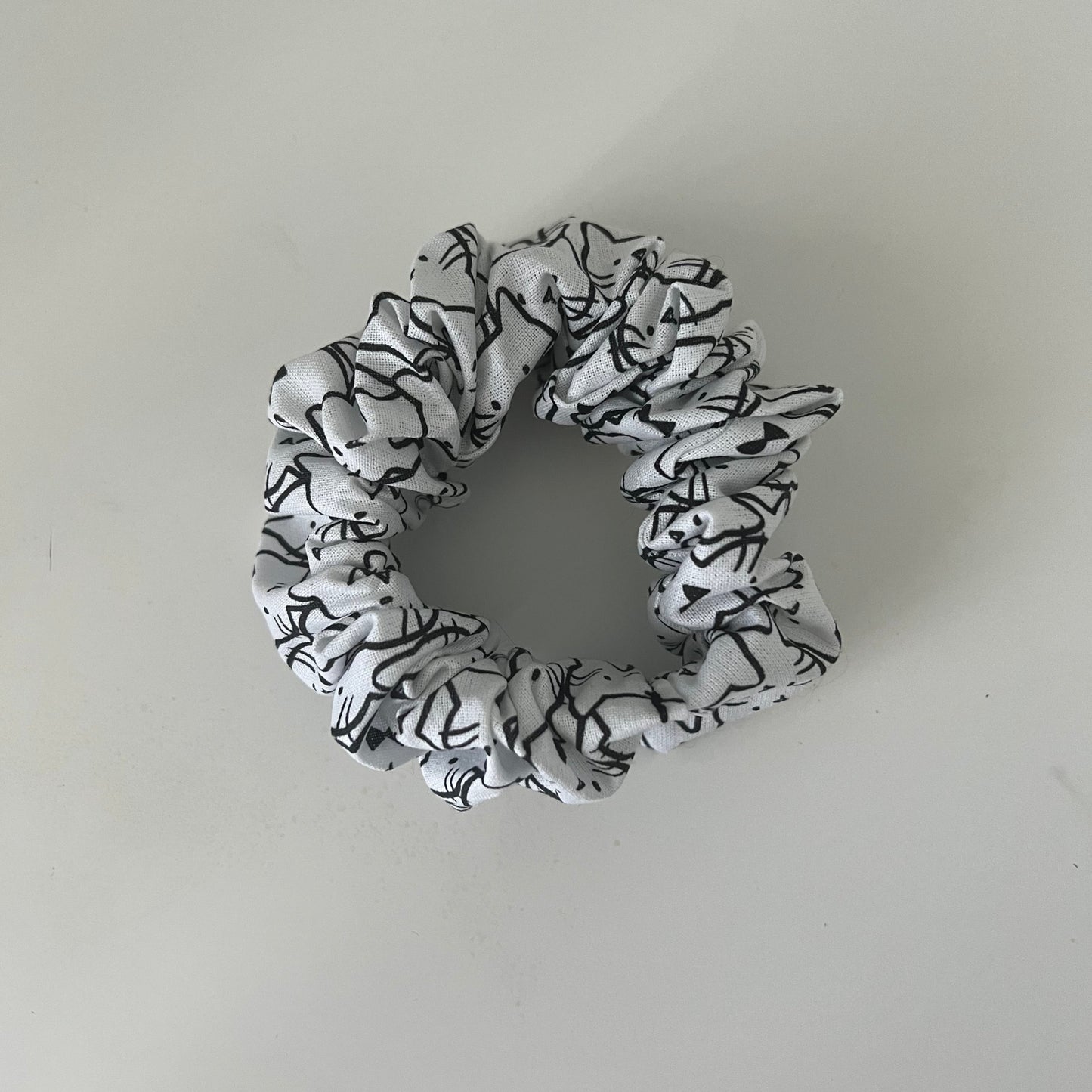 Black and White Cat Scrunchie