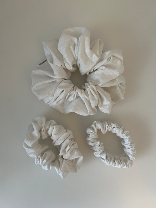 White Snowflake Scrunchie