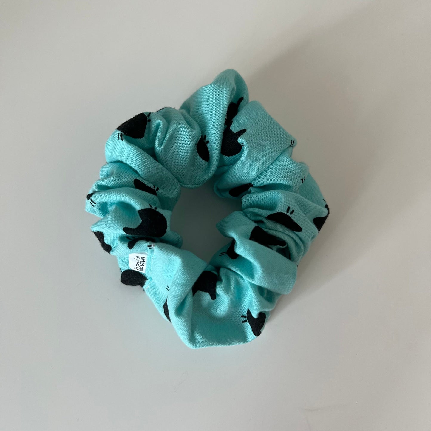 Turquoise Black Cat Scrunchie