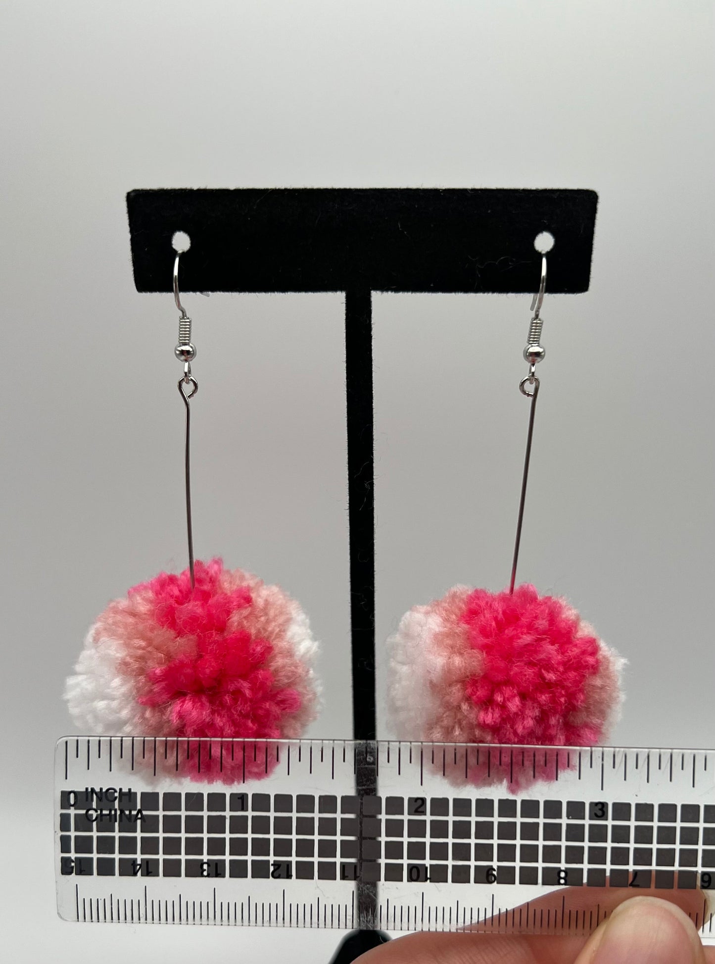 Pink Ombre Pom Pom Earrings