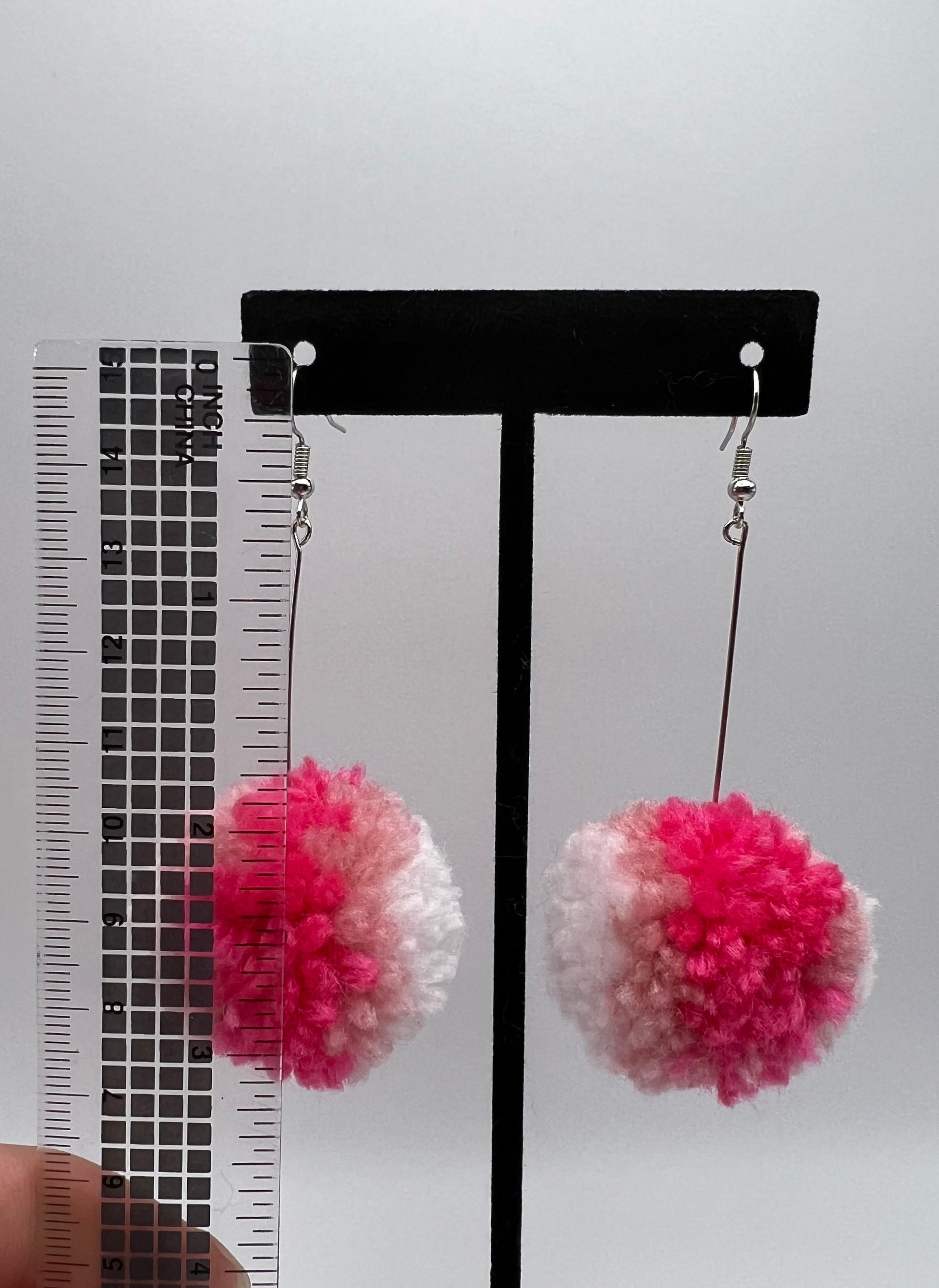 Pink Ombre Pom Pom Earrings