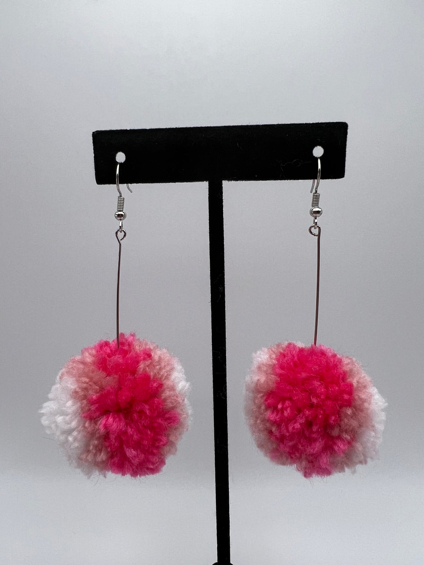 Pink Ombre Pom Pom Earrings