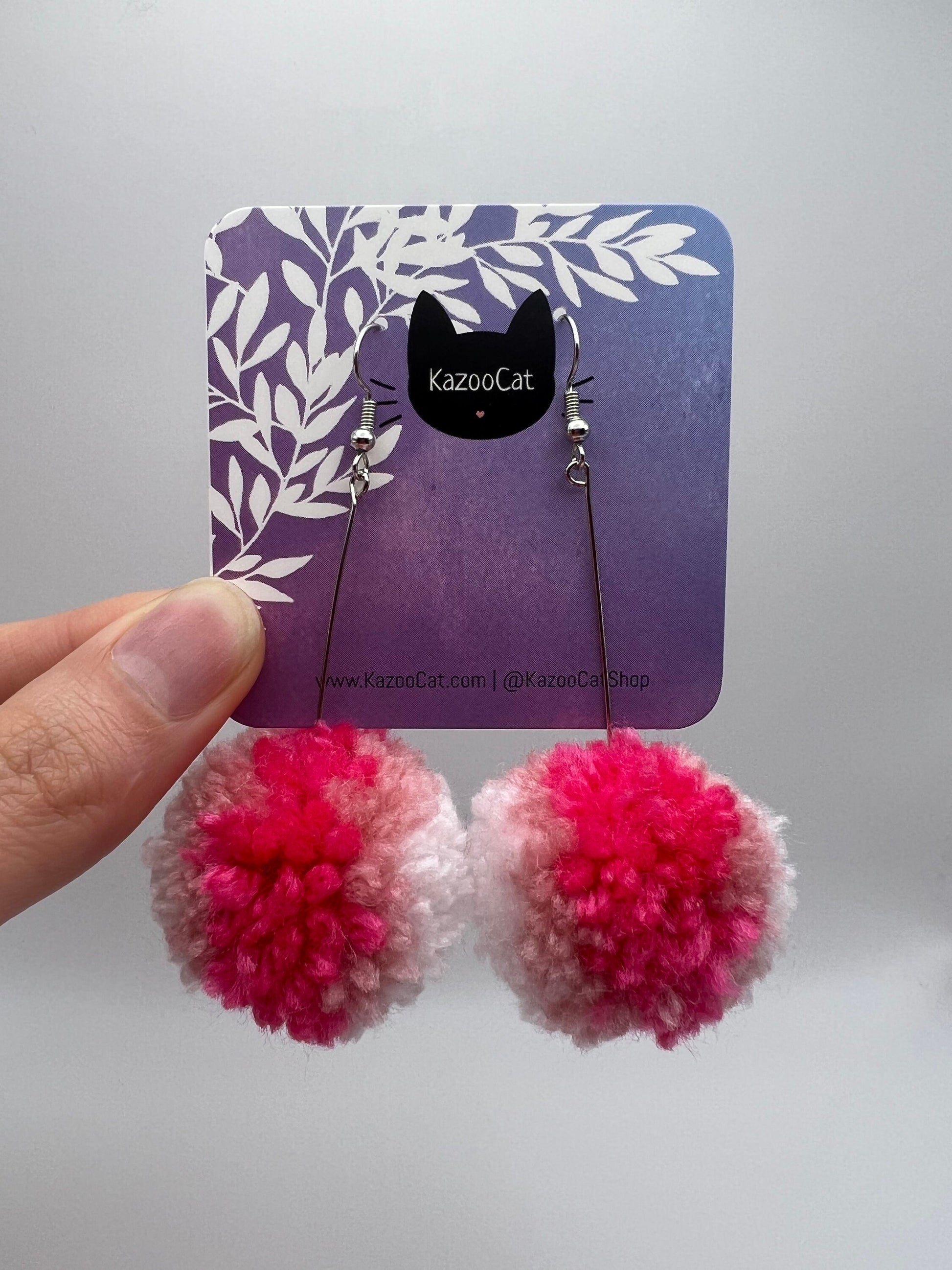 Pink Ombre Pom Pom Earrings