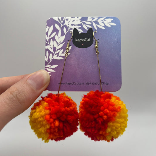 Fire Ombre Pom Pom Earrings