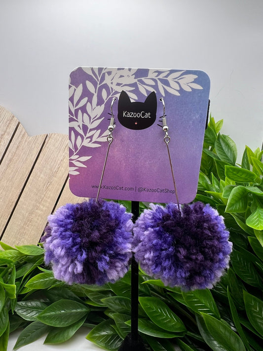 Purple Ombre Pom Pom Earrings