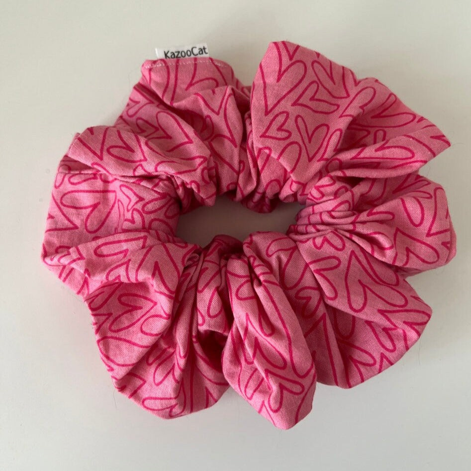 Red Heart Outline Scrunchie