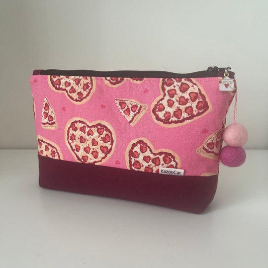 Pizza Heart Two-Tone Stand-Up Zipper Pouch