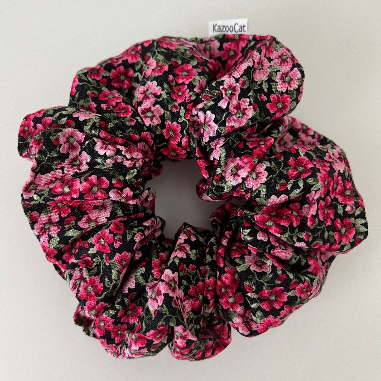 Floral Red and Pink Scrunchie