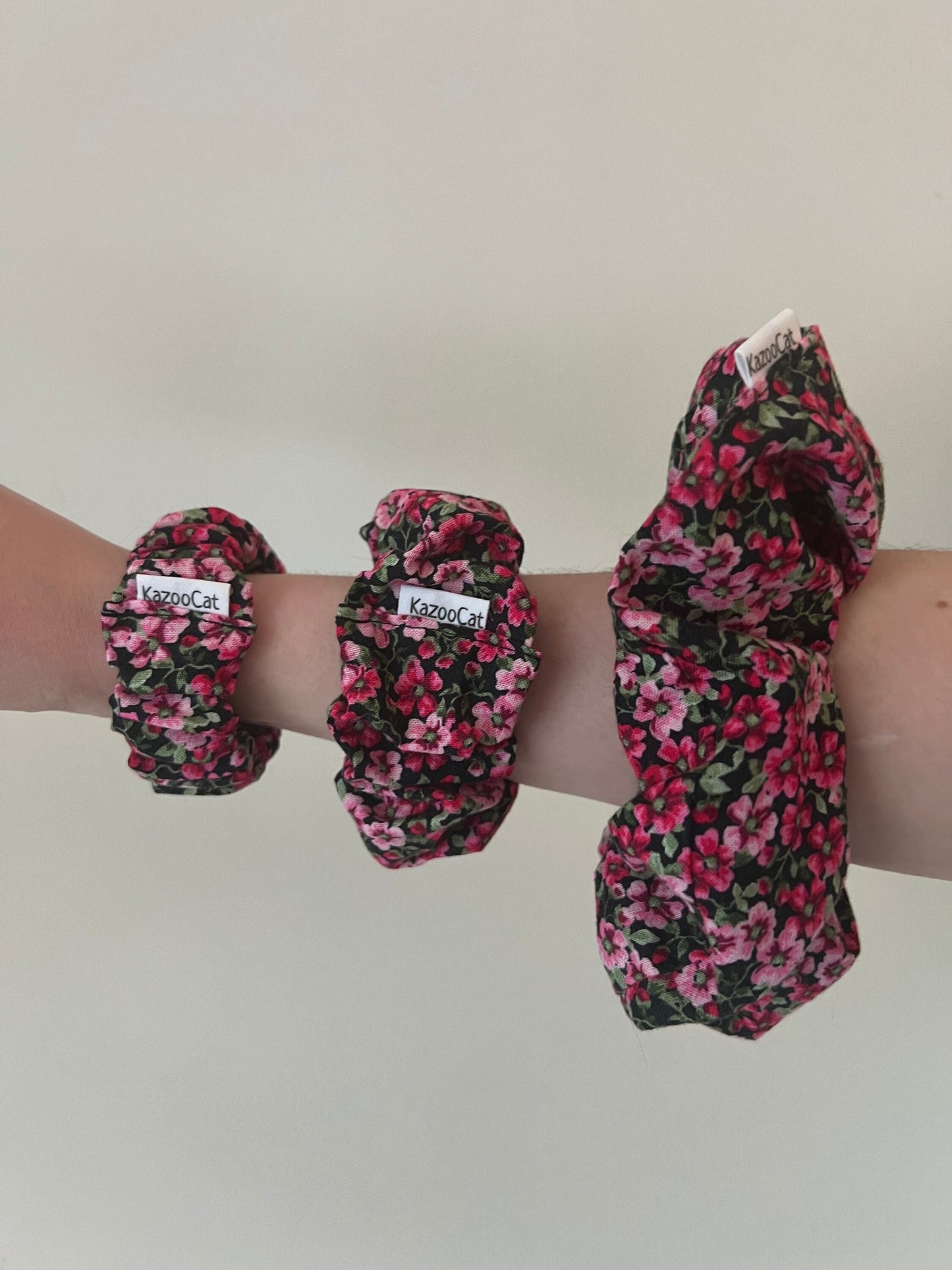 Floral Red and Pink Scrunchie