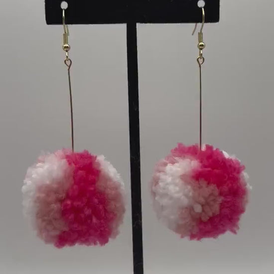 Pink Ombre Pom Pom Earrings