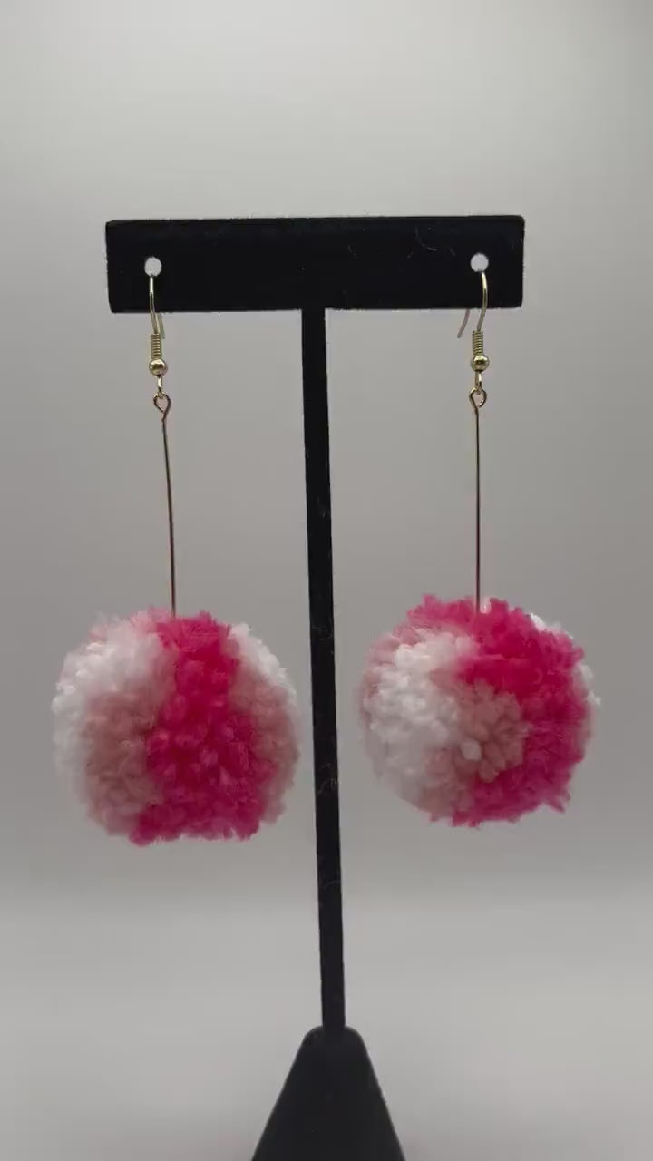 Pink Ombre Pom Pom Earrings