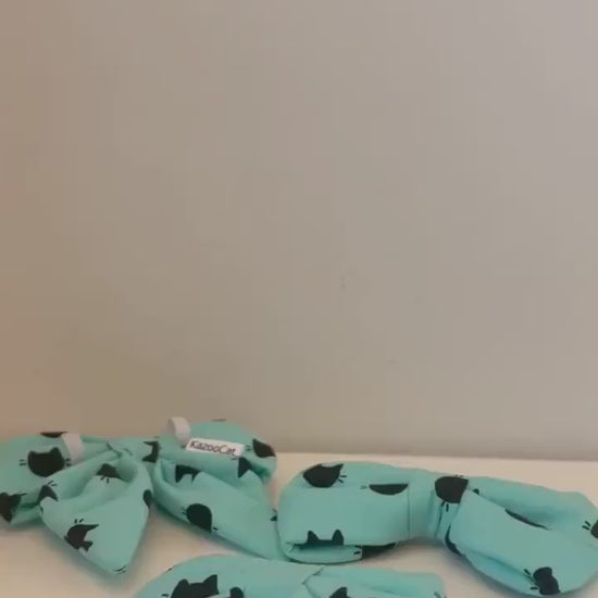 Turquoise Black Cat Bows - Handmade with Hair Clips or Elastic Straps for Neck Ties, can be attached to your pet's collar so you can match!