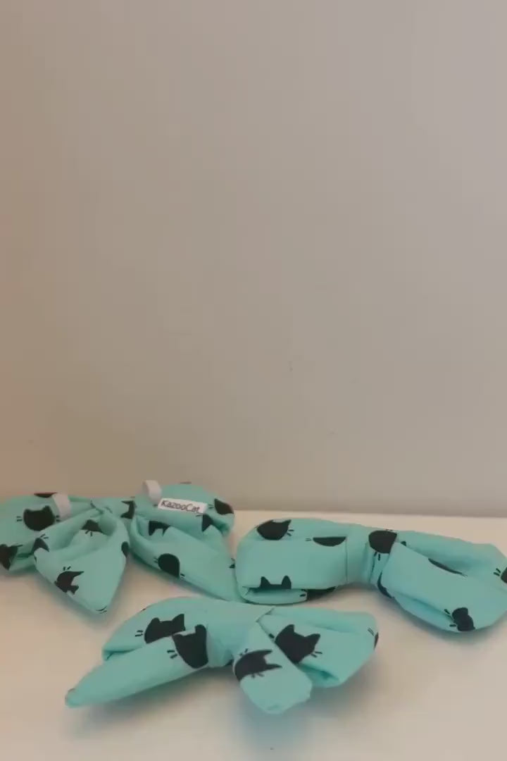 Turquoise Black Cat Bows - Handmade with Hair Clips or Elastic Straps for Neck Ties, can be attached to your pet's collar so you can match!