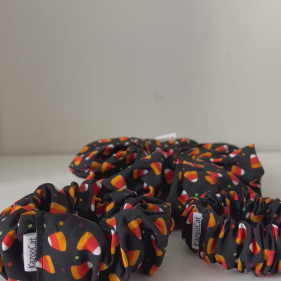 Halloween Scrunchie - Candy Corn Print - Handmade Hair Accessory